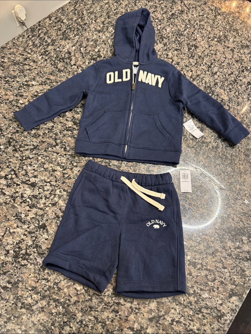 Old Navy Navy Blue Kids Hoodie & Pull-On Shorts Set MEW 2T
